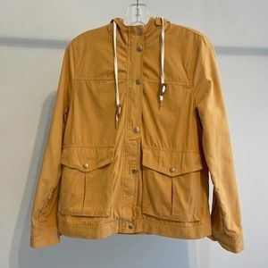 Forever 21‎ Hooded Jacket Womens Small Yellow Tan Full Zip Lightweight